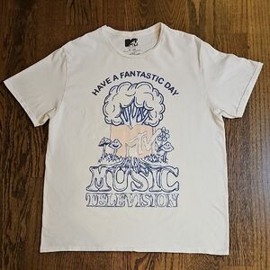 MTV Cream Tee with Blue Graphic
